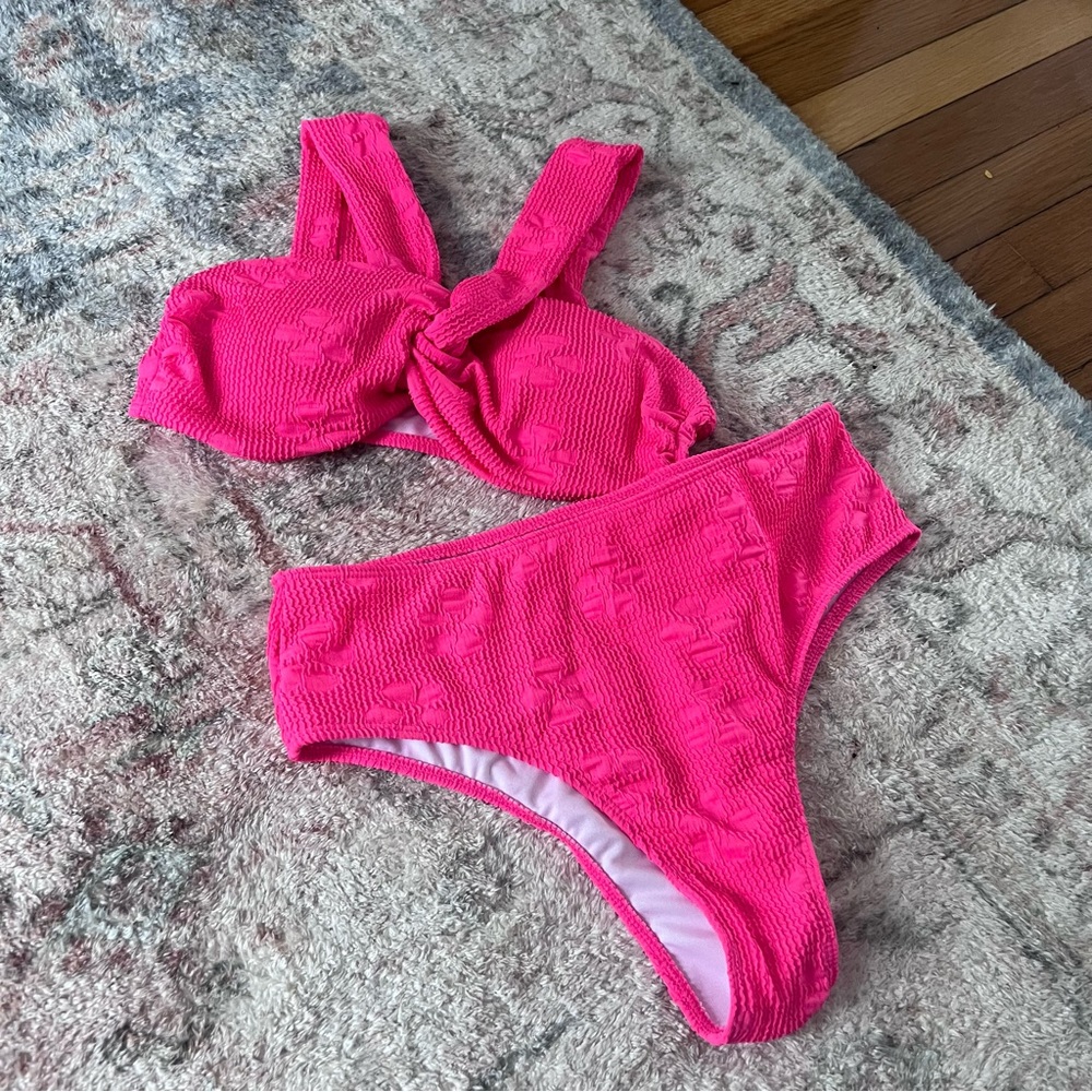 Hot Pink Cross Top Bikini